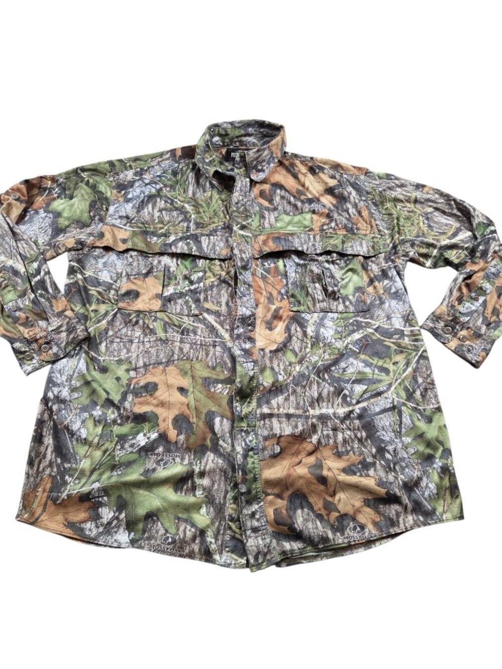 RedHead Shirt Mens Large Camo Hunting Long Sleeve Polyester Button Up Roll Tab